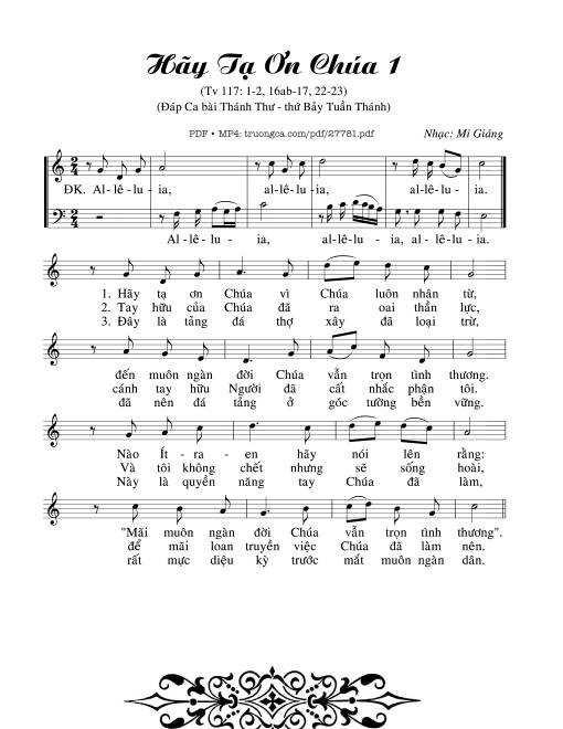 Sheet PDF of Thánh Vịnh 117, Hãy Tạ Ơn Chúa 1
