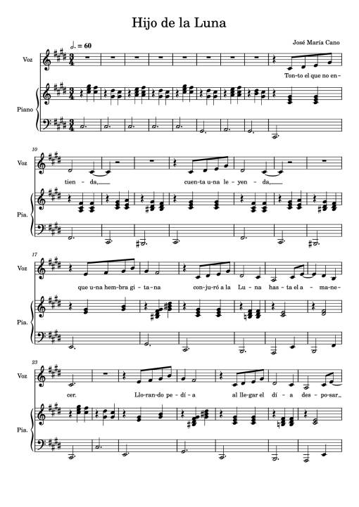 Sheet PDF of Hijo de la Luna Piano