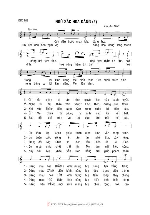 Sheet PDF of Ngũ Sắc Hoa Dâng Ii