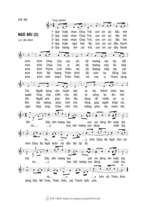 Sheet PDF of Ngũ Bái Ii - Bùi Ninh