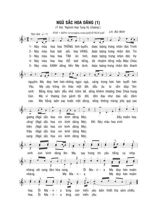 Sheet PDF of Ngũ Sắc Hoa Dâng 1