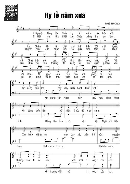 Sheet PDF of Hy Lễ Năm Xưa