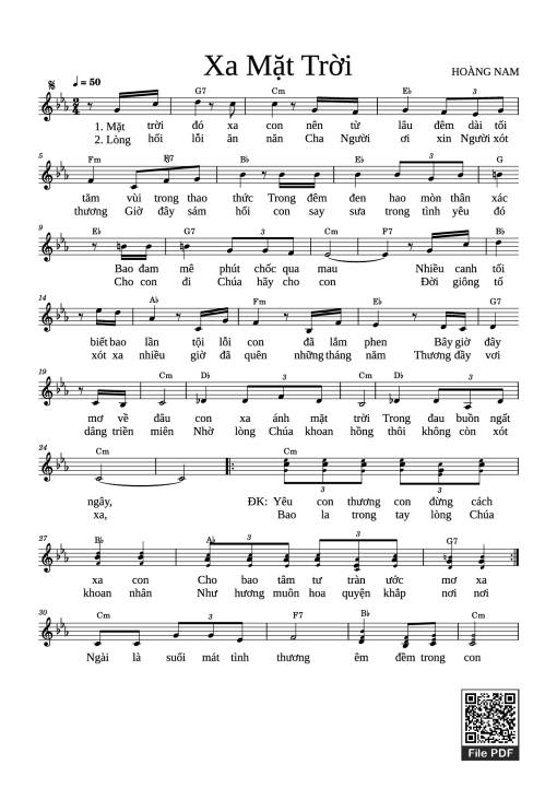 Sheet PDF of Xa Mặt Trời