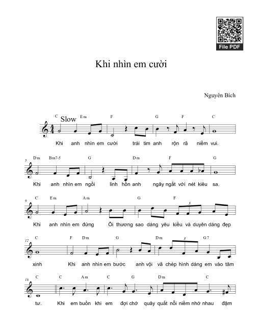Sheet PDF of Khi nhìn em cười
