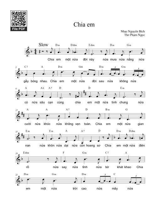 Sheet PDF of Chia em - Nguyên Bích