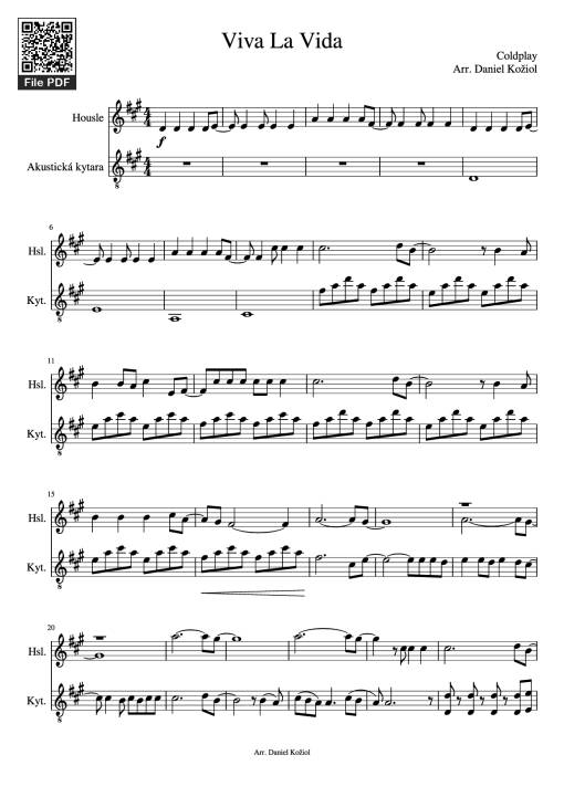 Viva La Vida Violin - Coldplay Arr. Daniel Kožiol