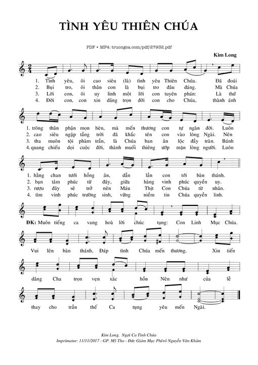Sheet PDF of Tình Yêu Thiên Chúa