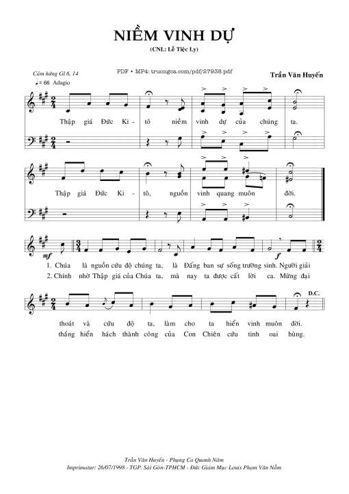 Sheet PDF of Niềm Vinh Dự