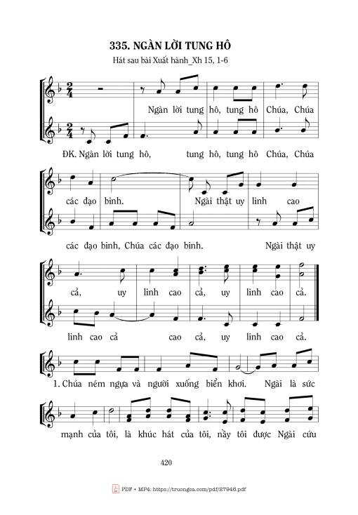 Sheet PDF of Ngàn Lời Tung Hô (Xh. 15)