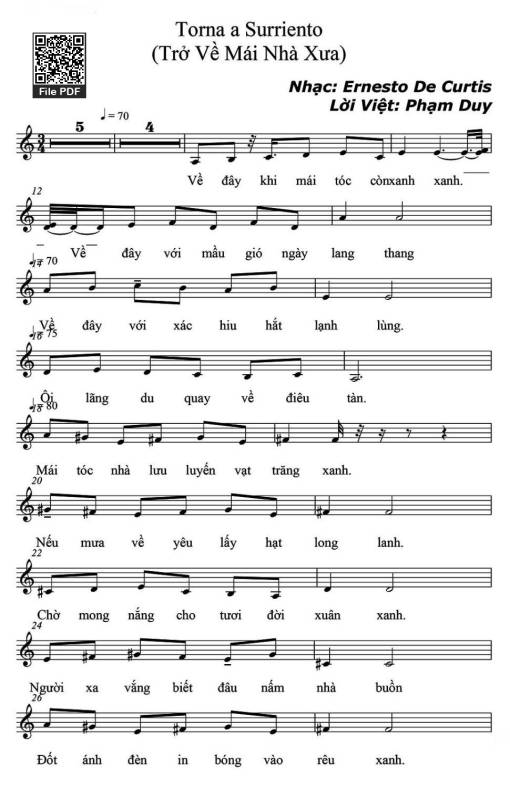 Sheet PDF of Trở Về Mái Nhà Xưa