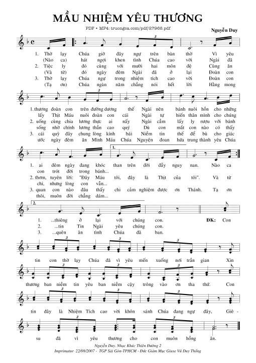 Sheet PDF of Mầu Nhiệm Yêu Thương
