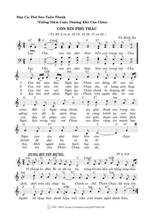 Sheet PDF of Thánh Vịnh 30, Con Xin Phó Thác