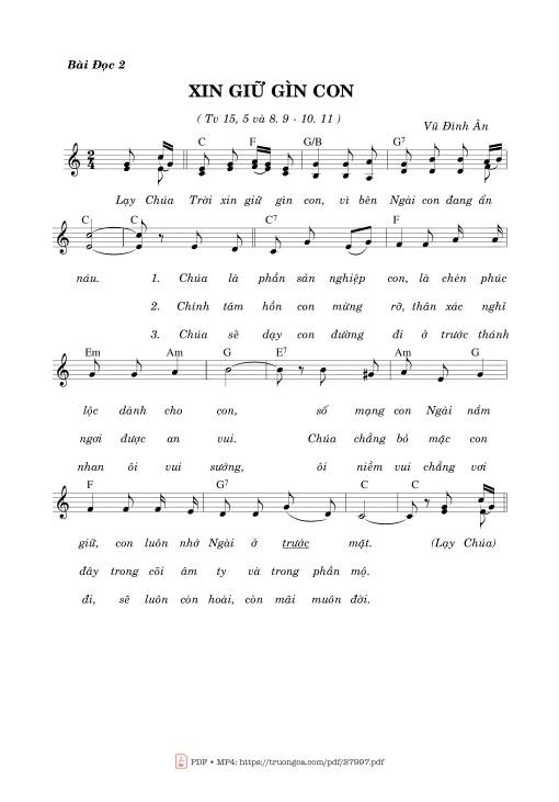 Sheet PDF of Thánh Vịnh 15, Xin Giữ Gìn Con