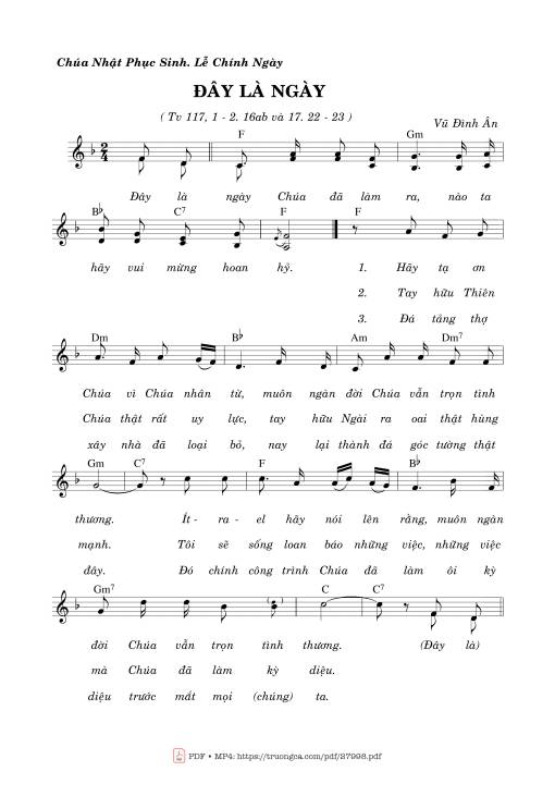 Sheet PDF of Thánh Vịnh 117, Đây Là Ngày