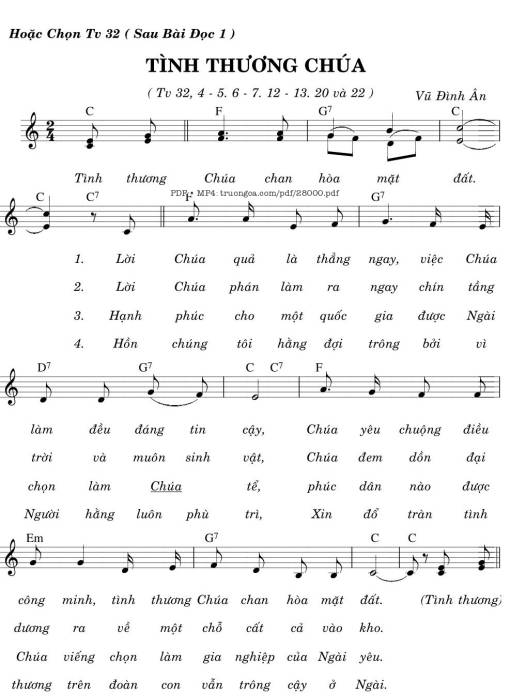 Sheet PDF of Thánh Vịnh 32, Tình Thương Chúa