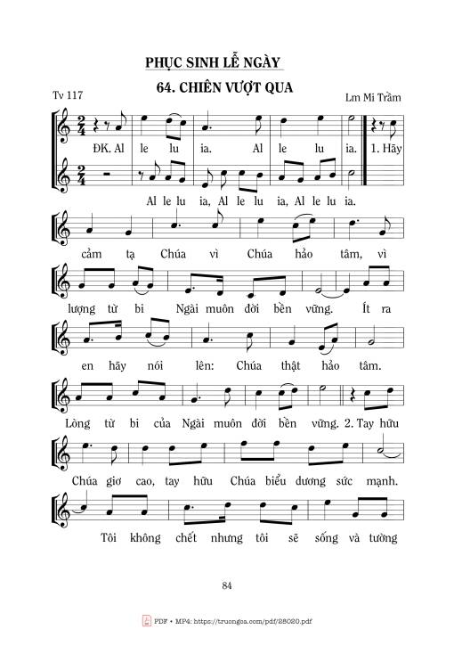 Sheet PDF of Thánh Vịnh 117, Chiên Vượt Qua