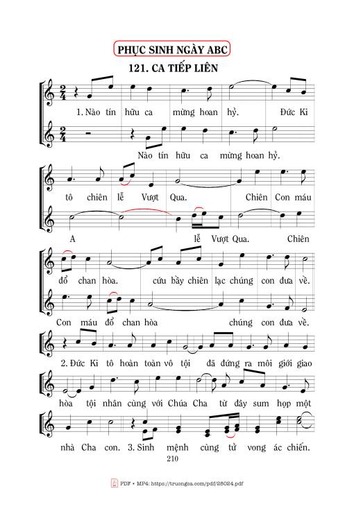 Sheet PDF of Ca Tiếp Liên - Chúa Nhật Phục Sinh