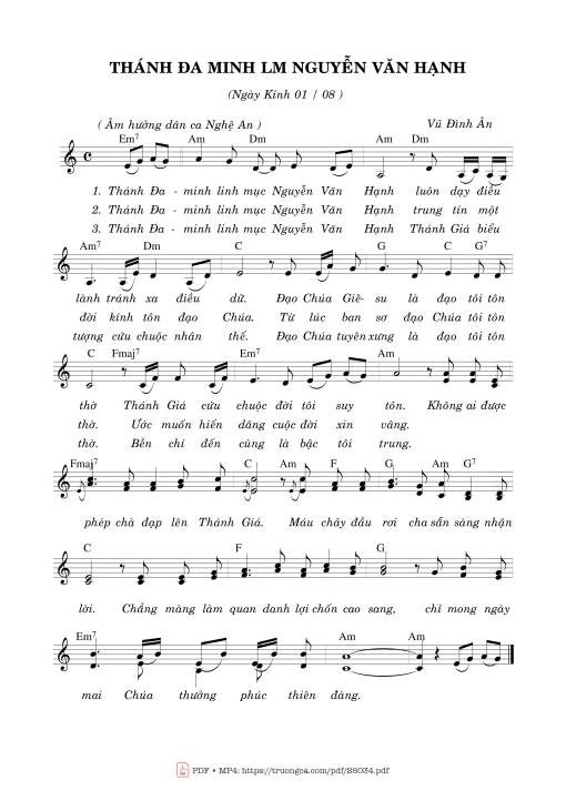 Sheet PDF of Thánh Đaminh Lm. Nguyễn Văn Hạnh (01.08)