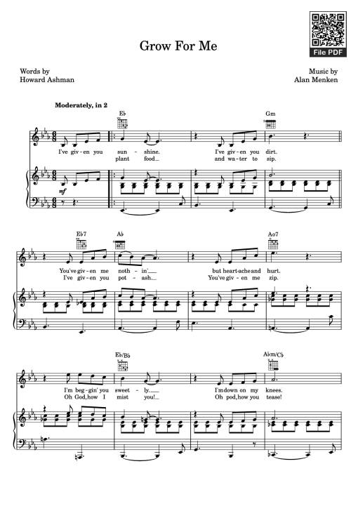 Grow For Me Piano - Alan Menken
