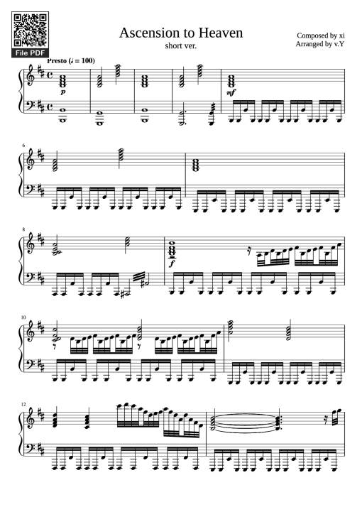 Sheet PDF of Ascension to Heaven Piano