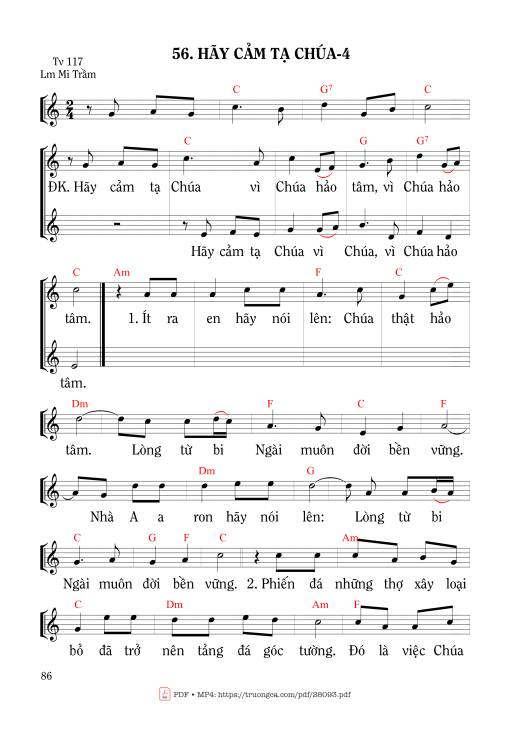 Sheet PDF of Thánh Vịnh 117, Hãy Cảm Tạ Chúa 4