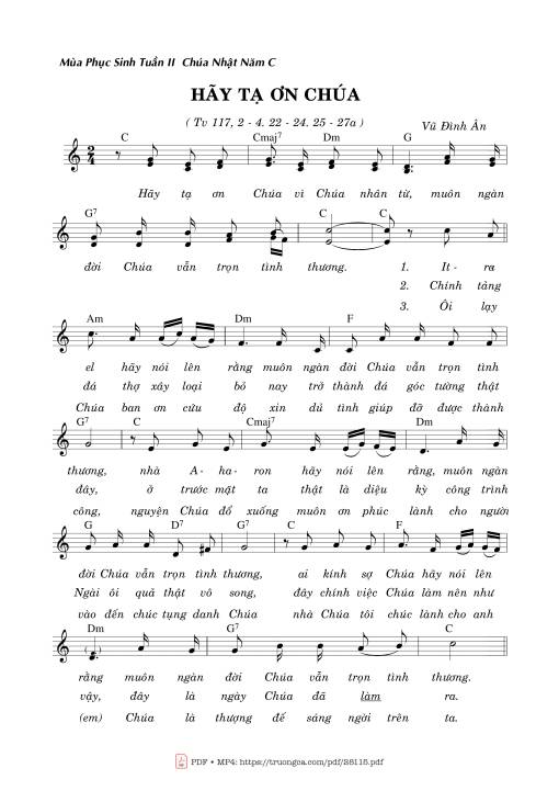 Sheet PDF of Thánh Vịnh 117, Hãy Tạ Ơn Chúa