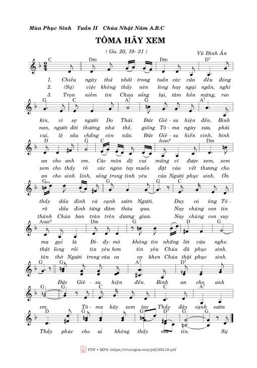 Sheet PDF of Tôma Hãy Xem - Vũ Đình Ân