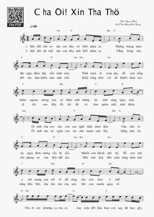 Sheet PDF of Cha Ơi Xin Tha Thứ