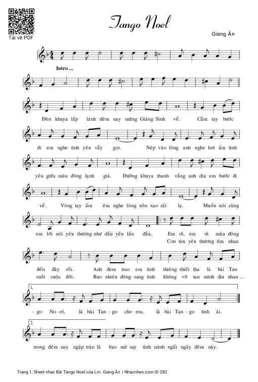 Sheet PDF of Bài Tango Noel