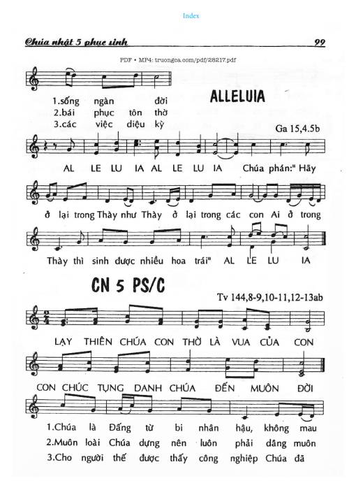 Sheet PDF of Thánh Vịnh 144, Chúa Nhật 5C Phục Sinh