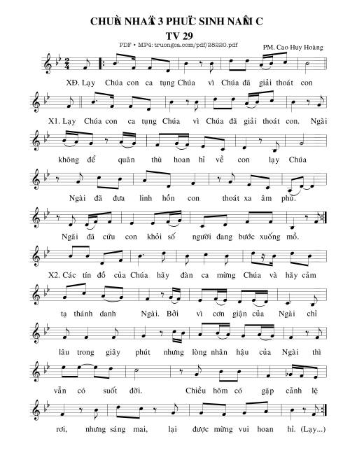 Thánh Vịnh 29, Chúa Nhật 3C Phục Sinh