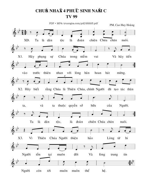 Thánh Vịnh 99, Chúa Nhật 4C Phục Sinh