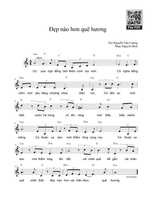 Sheet PDF of Đẹp nào hơn quê hương