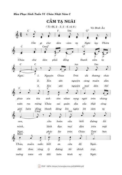 Sheet PDF of Thánh Vịnh 66, Cảm Tạ Ngài