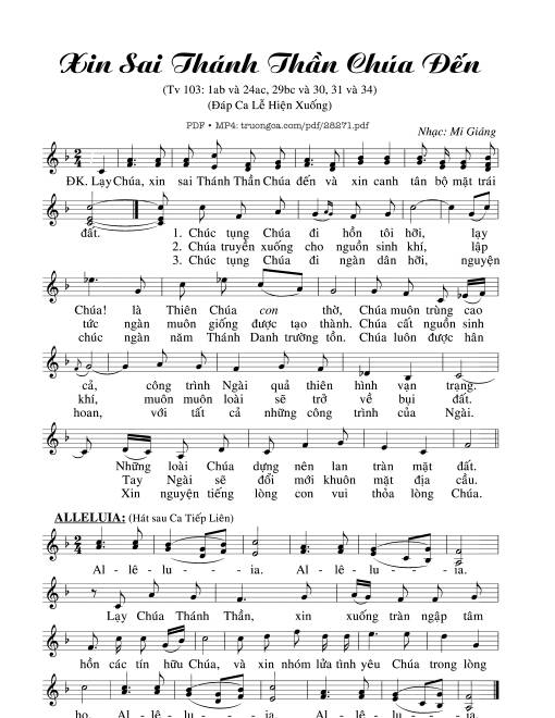 Sheet PDF of Thánh Vịnh 103, Xin Sai Thánh Thần Chúa Đến