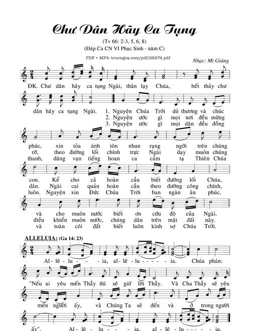 Sheet PDF of Thánh Vịnh 66, Chư Dân Hãy Ca Tụng