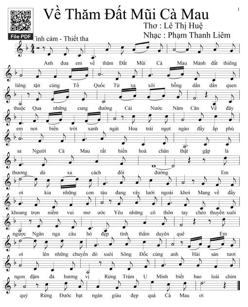 Sheet PDF of Về thăm đất mũi Cà Mau