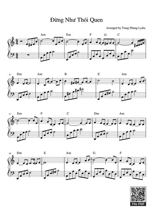 Sheet PDF of Đừng Như Thói Quen Piano