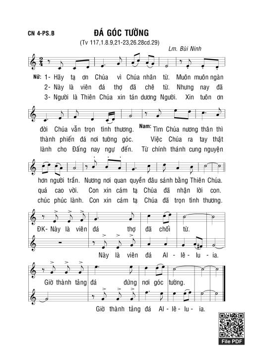 Sheet PDF of Thánh Vịnh 117, Đá Góc Tường