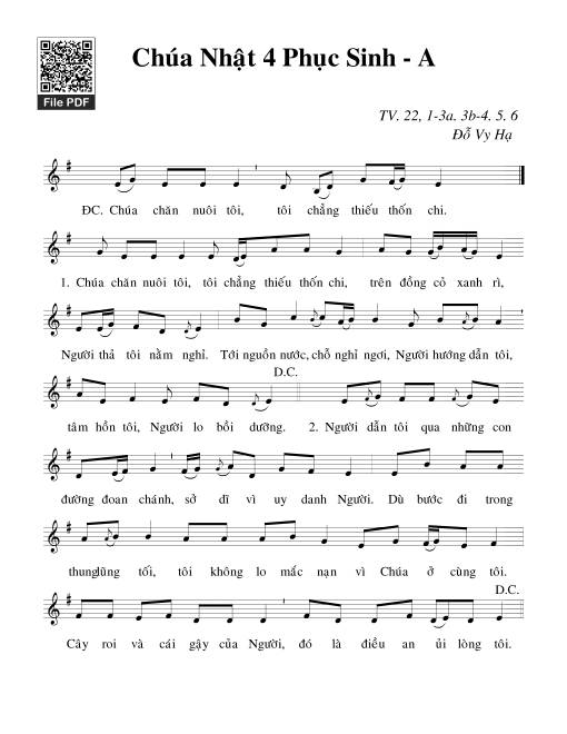 Sheet PDF of Thánh Vịnh 22, Chúa Nhật 4A Phục Sinh
