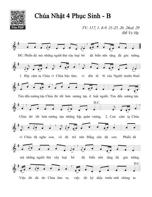 Sheet PDF of Thánh Vịnh 117, Chúa Nhật 4B Phục Sinh