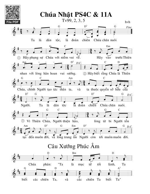 Sheet PDF of Thánh Vịnh 99, Chúa Nhật 4C Phục Sinh &Amp; Chúa Nhật 11A Thường Niên