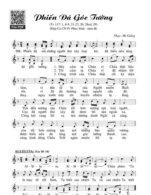 Sheet PDF of Thánh Vịnh 117, Phiến Đá Góc Tường