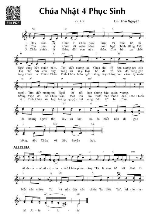 Sheet PDF of Thánh Vịnh 117, Chúa Nhật 4B Phục Sinh