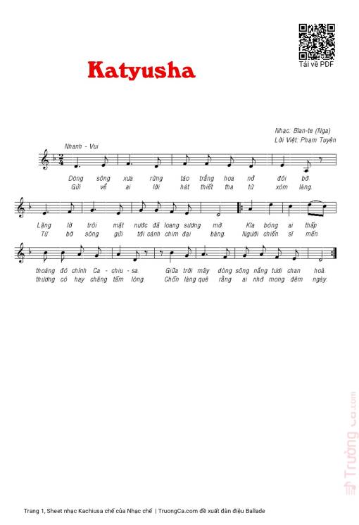 Sheet PDF of Kachiusa lời Việt chế