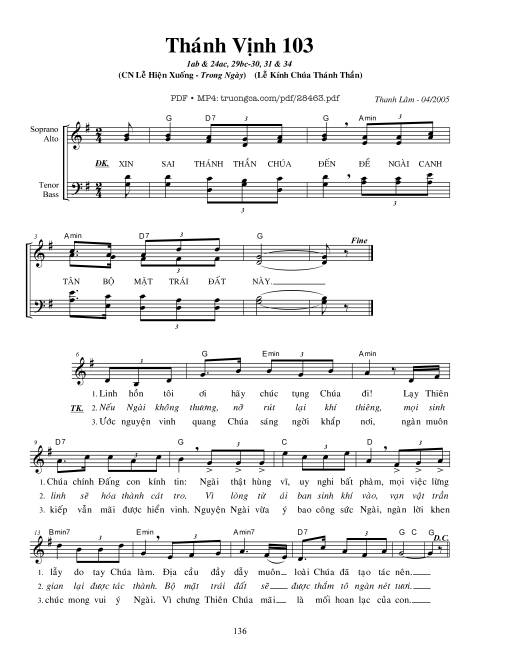 Sheet PDF of Thánh Vịnh 103, Lễ Chúa Thánh Thần Hiện Xuống