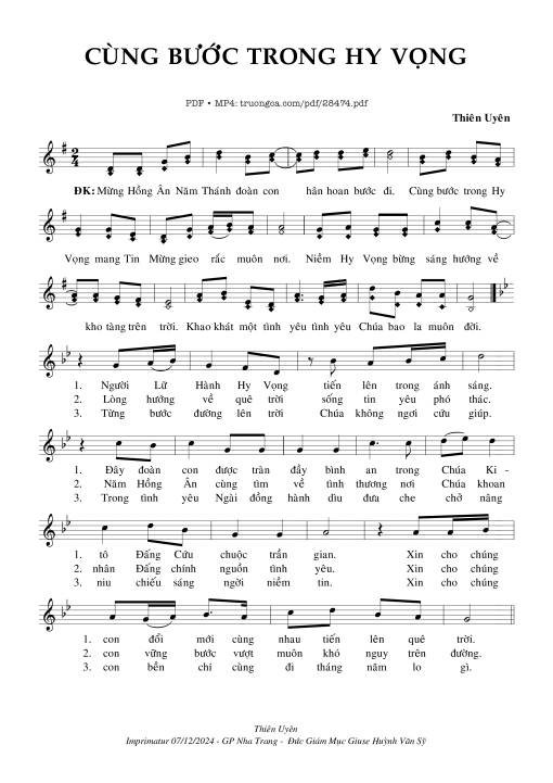 Sheet PDF of Cùng Bước Trong Hy Vọng