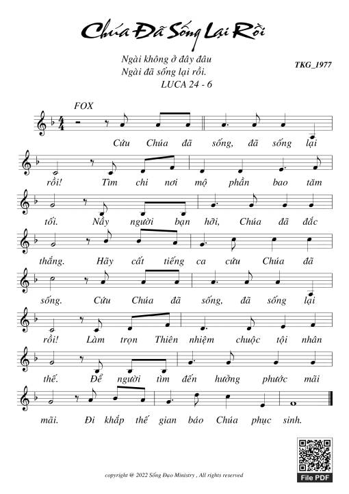 Sheet PDF of Liên khúc Chúa phục sinh