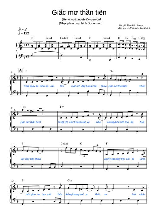 Giấc Mơ Thần Tiên (Doraemon OST) Piano