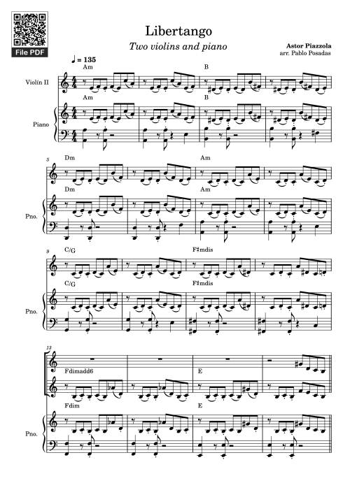 Libertango Piano vs 2 violins